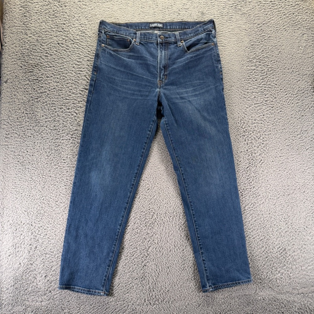 Lands' End Square Rigger Jeans Mens 34x30 Blue Cotton Denim Straight Leg Stretch